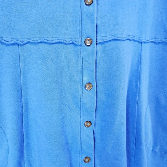 Fenini Periwinkle Bee Jacket Button Down Sweatshirt Tunic Size XS - Picture 5 of 10